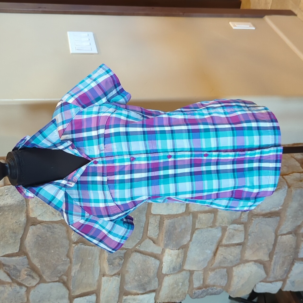Columbia Women's Plaid Button Down Shirt - Blue and Purple